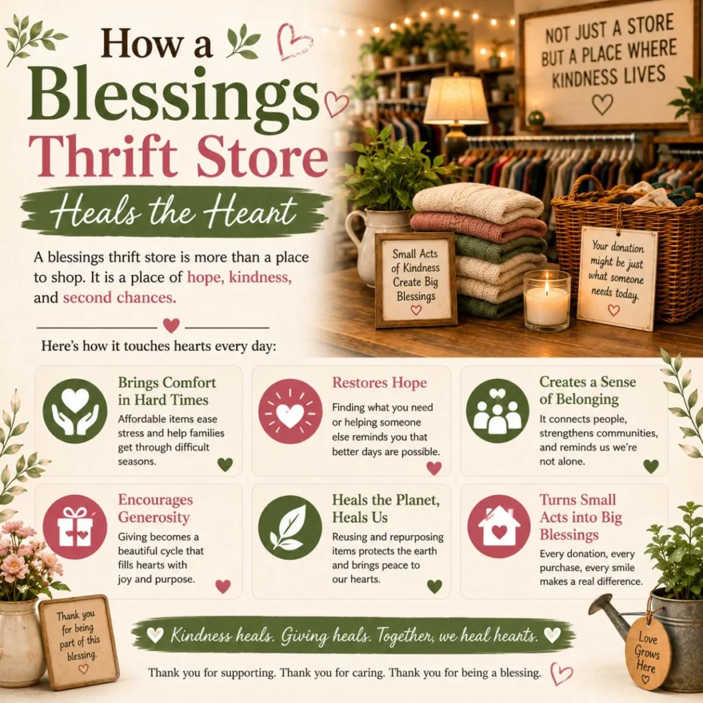 Blessings thrift store healing hearts through kindness, donations, hope, comfort, and community support