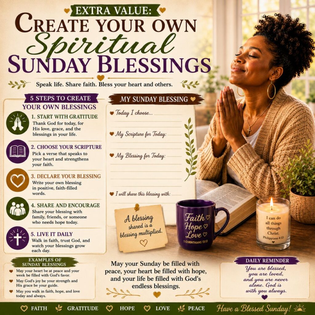 Create your own spiritual Sunday blessings with prayer journal, Bible, faith mug, candle, and gratitude steps
