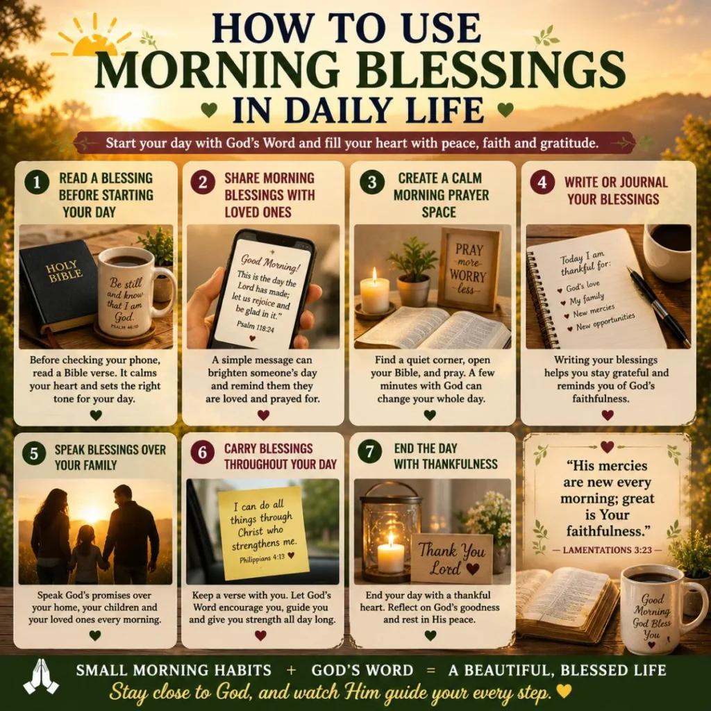 How to use morning blessings in daily life with Bible, sunrise, prayer, journaling, and faith habits