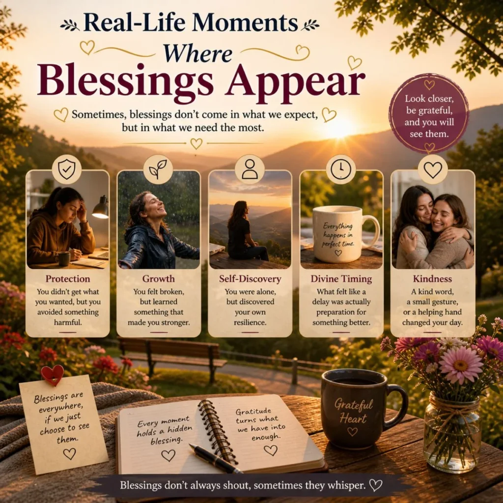 Real-life moments of bountiful blessings shown through sunrise, journal, coffee, and peaceful nature scene