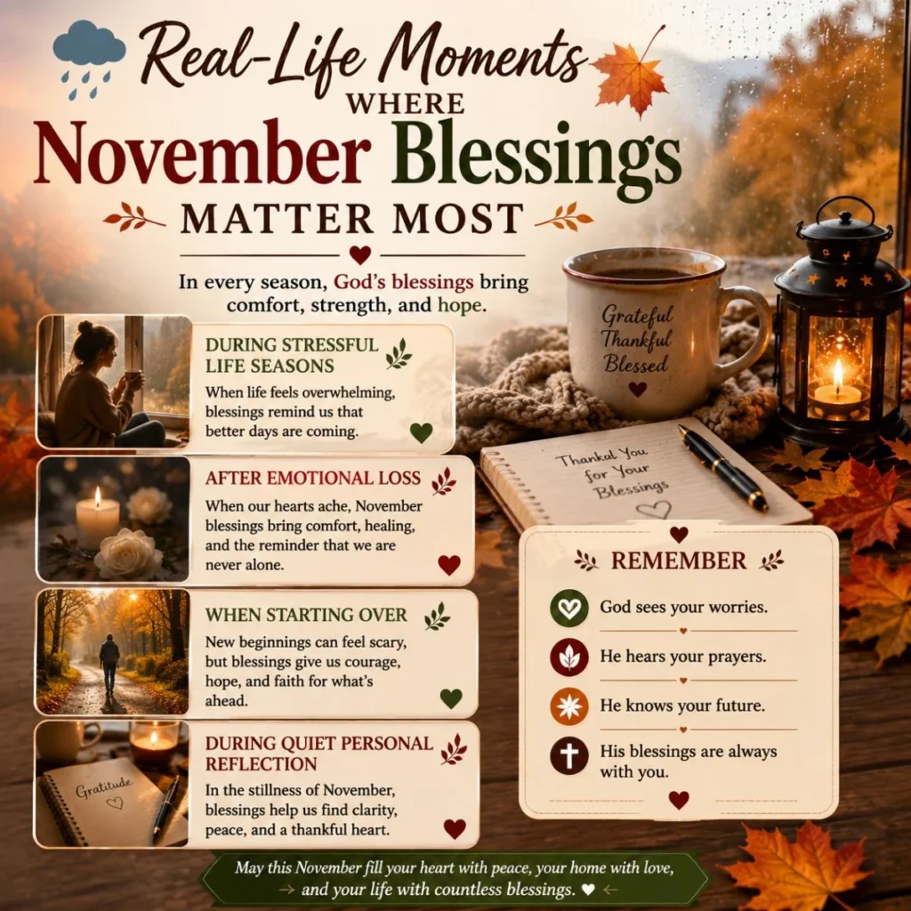 Real-life moments where November blessings bring peace, healing, gratitude, hope, and comfort during hard times