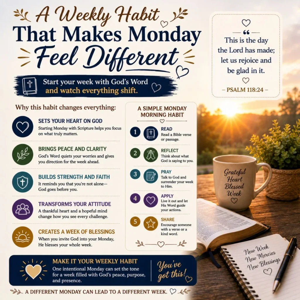 A weekly habit that makes Monday feel different with Bible reading, prayer, reflection, and faith-based routines