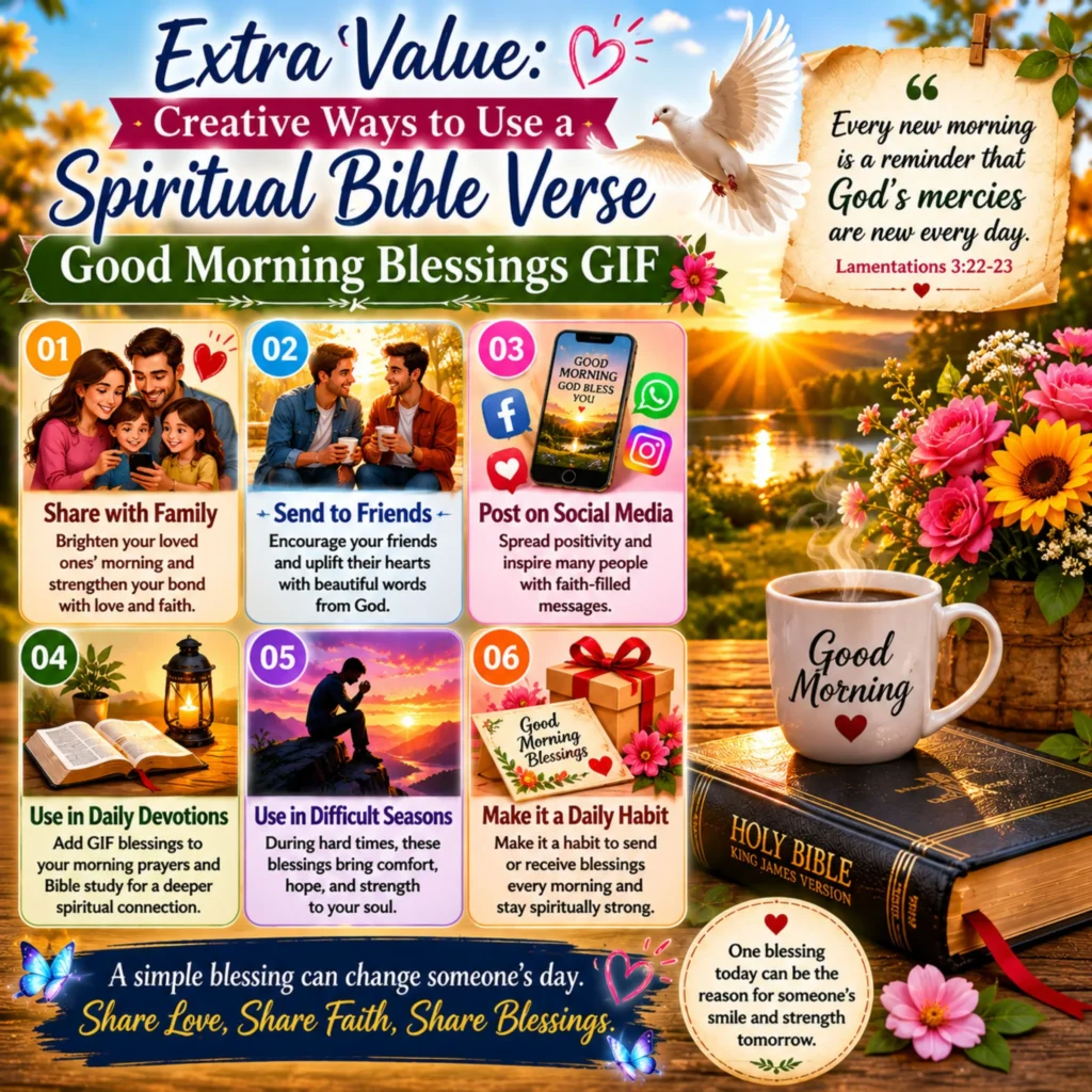 Creative ways to use a spiritual Bible verse good morning blessings GIF with faith, family, prayer, and inspiration