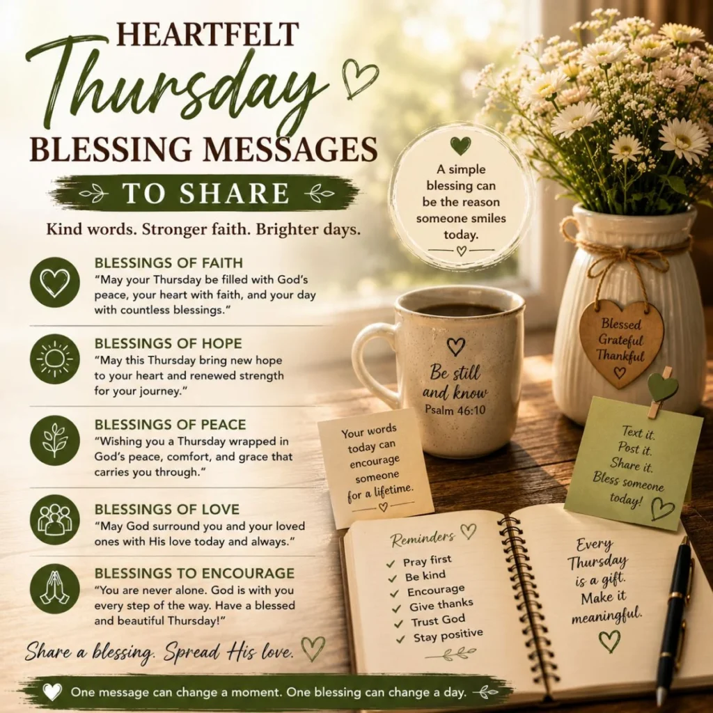 Heartfelt Thursday blessing messages to share with faith, hope, peace, and love in a warm inspirational setting