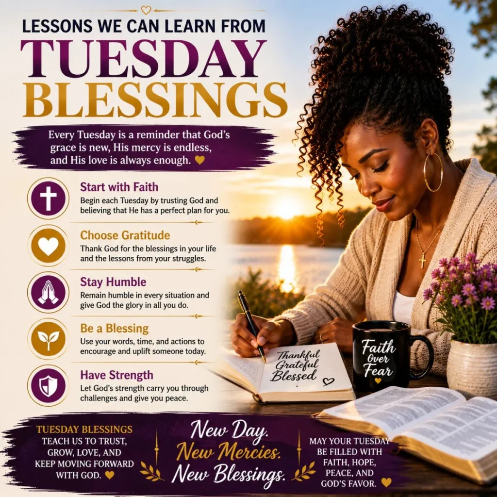 Lessons We Can Learn from Tuesday Blessings with faith, gratitude, prayer, strength, and hope at sunrise.