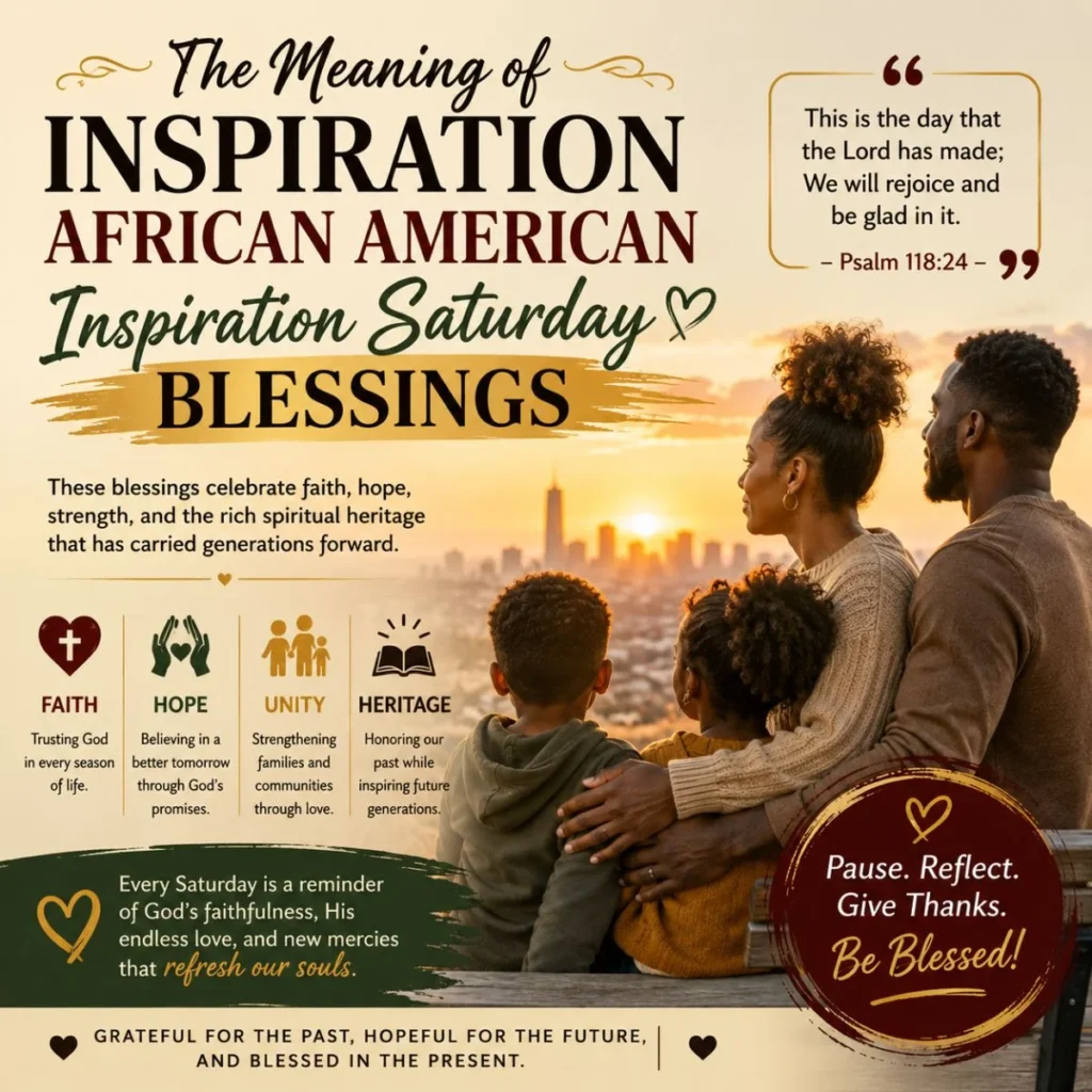 The Meaning of Inspiration African American Inspiration Saturday Blessings with a family at sunrise reflecting on faith and hope.