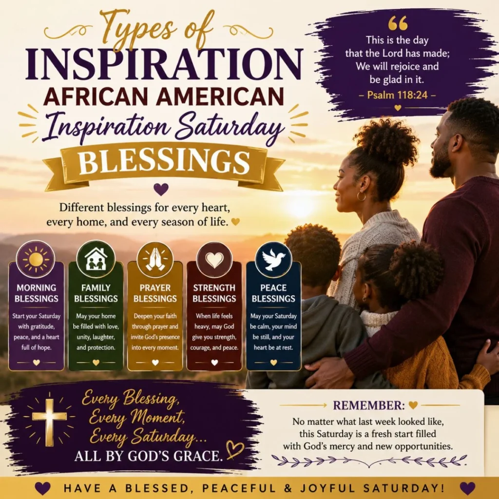 Types of Inspiration African American Inspiration Saturday Blessings featuring faith, family, prayer, strength, and peace.