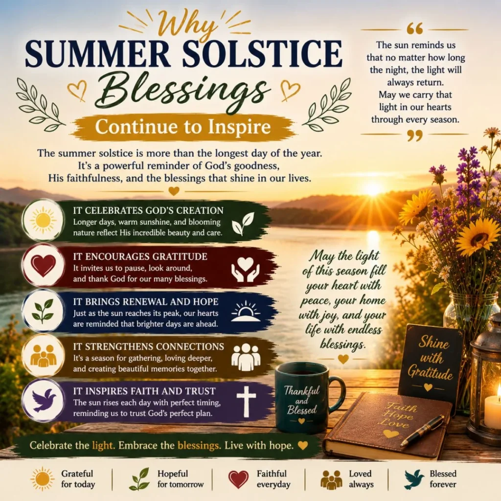 Why Summer Solstice Blessings Continue to Inspire with a sunrise, lakeside flowers, faith, gratitude, and hope.